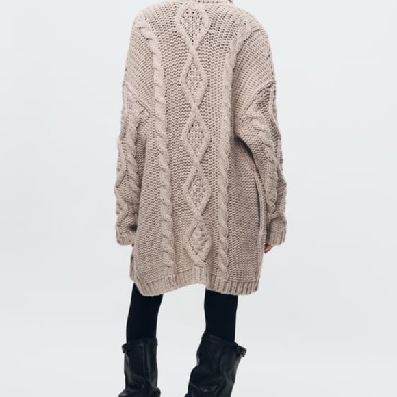 NWT ZARA CABLE KNIT COAT M, S 2142 - Picture 3 of 11